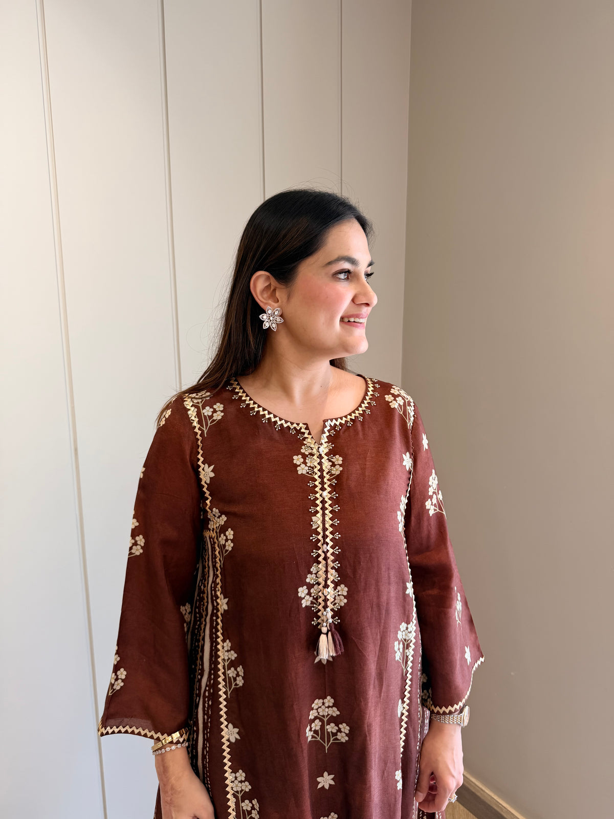 Mocha Mehfil Boota Co-ord Set