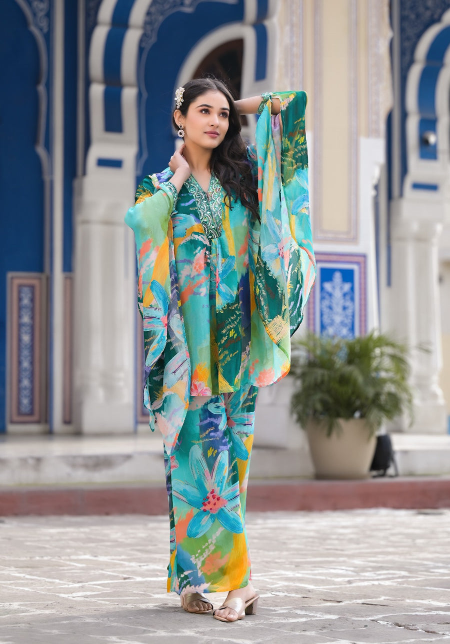 Green Forest Kaftan Co-ord SET