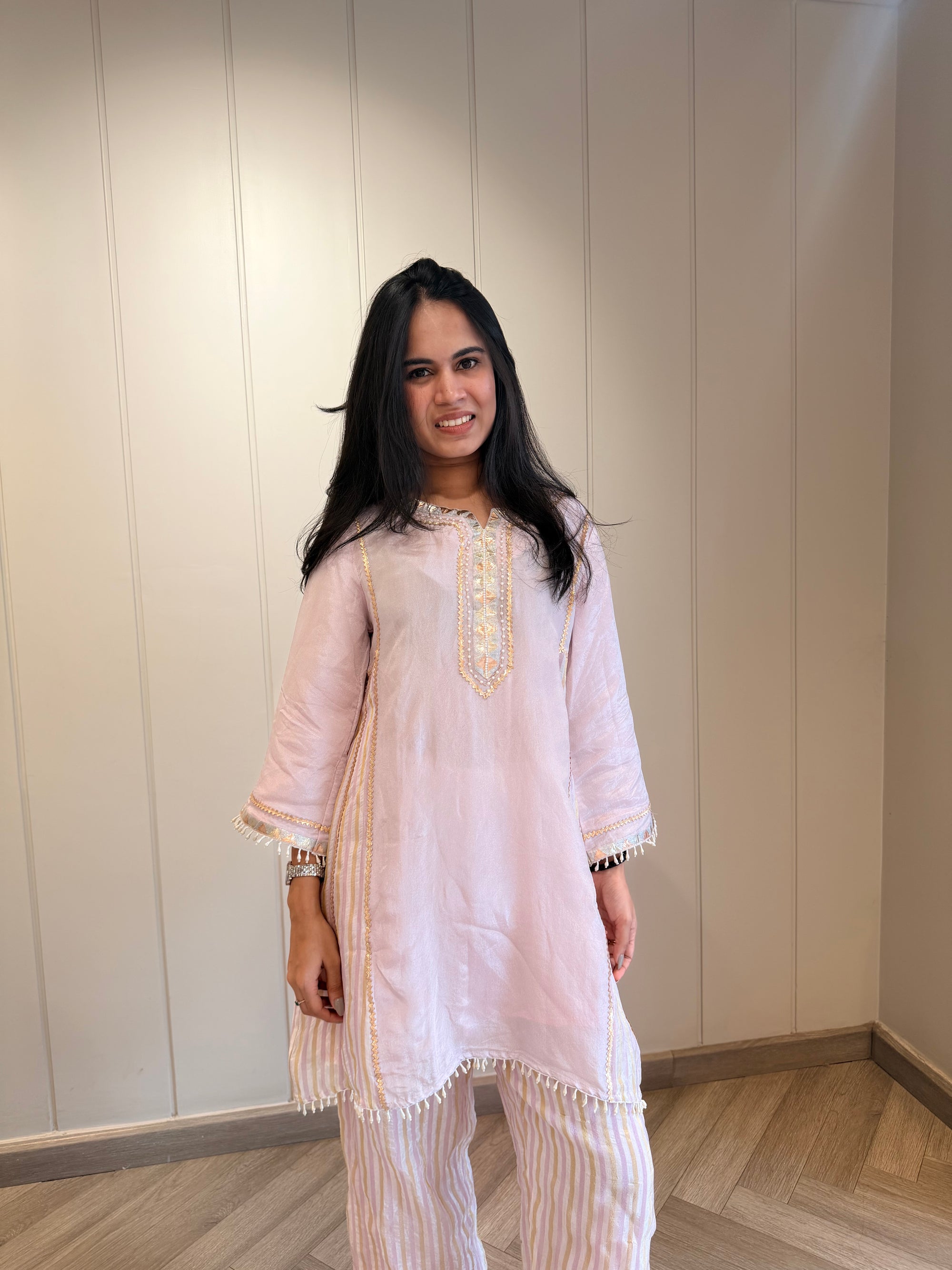 Rose Desi Gota strips Co-ord set