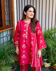 Red Noor Strips Co-ord Set