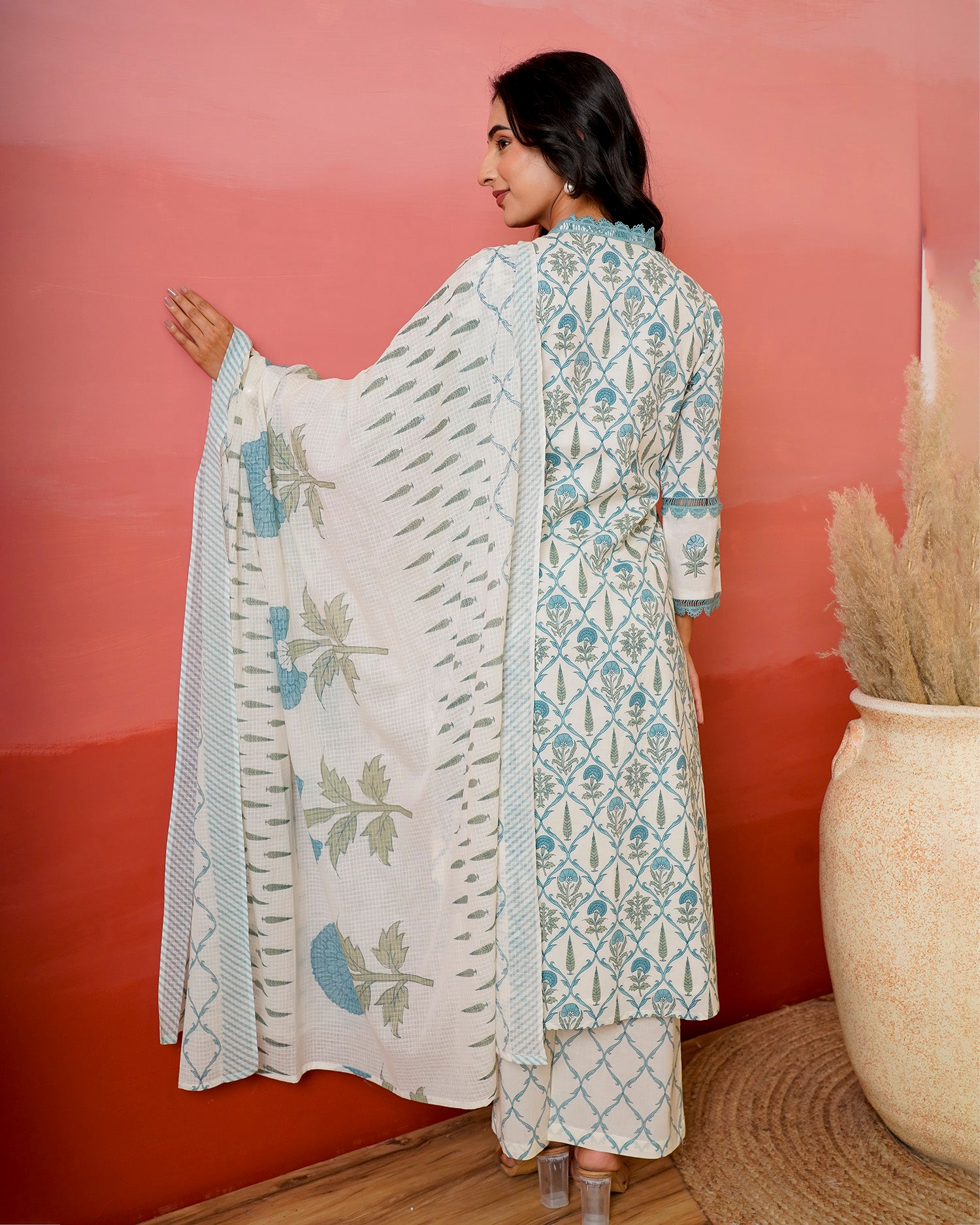 Teal Garden Booti Suit Set