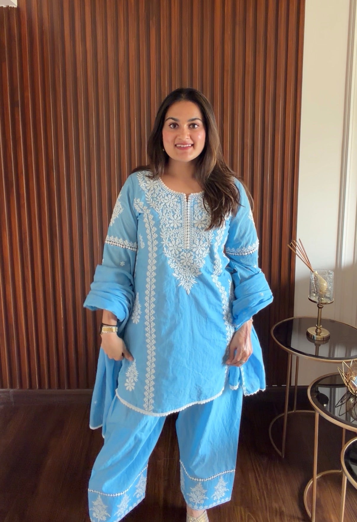 Blue Farshi Lucknowi Suit set
