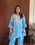Blue Farshi Lucknowi Suit set