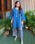 Blue Noor Boota Co-ord Set