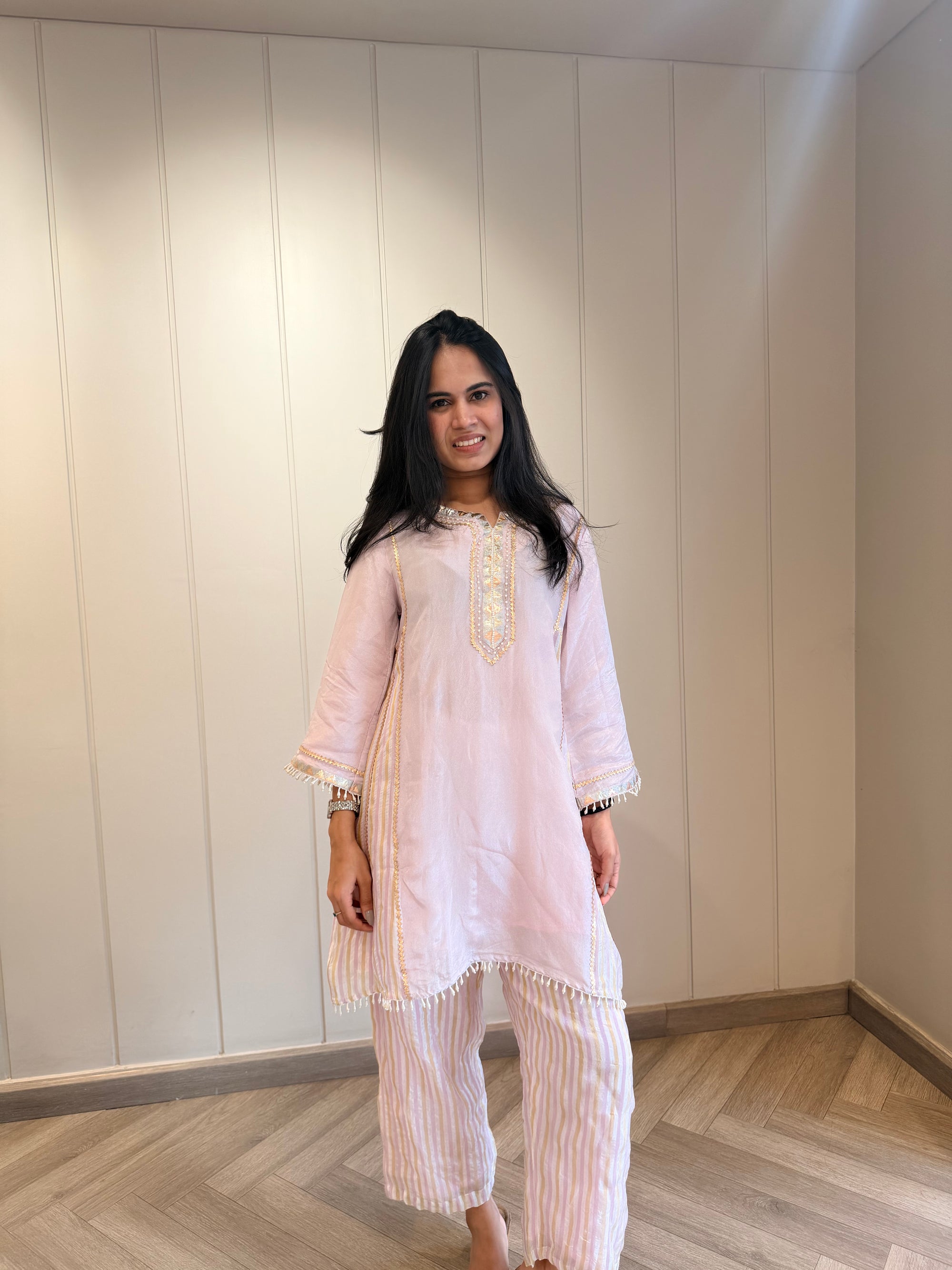 Rose Desi Gota strips Co-ord set