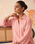Blush Pink Floral Embroidered Co-Ord Set