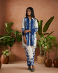 Blue scenic floral coordset