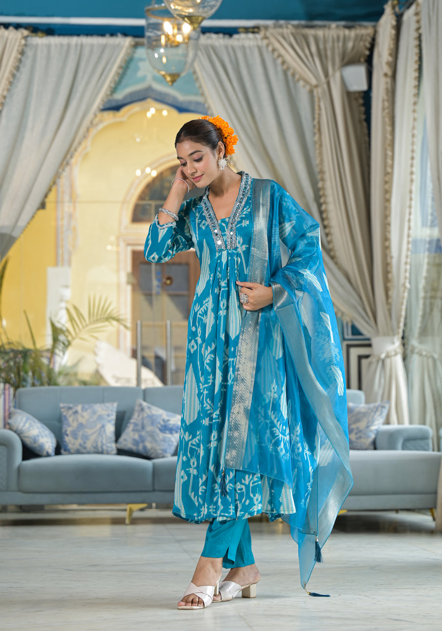 Aqua blue gracious suit set