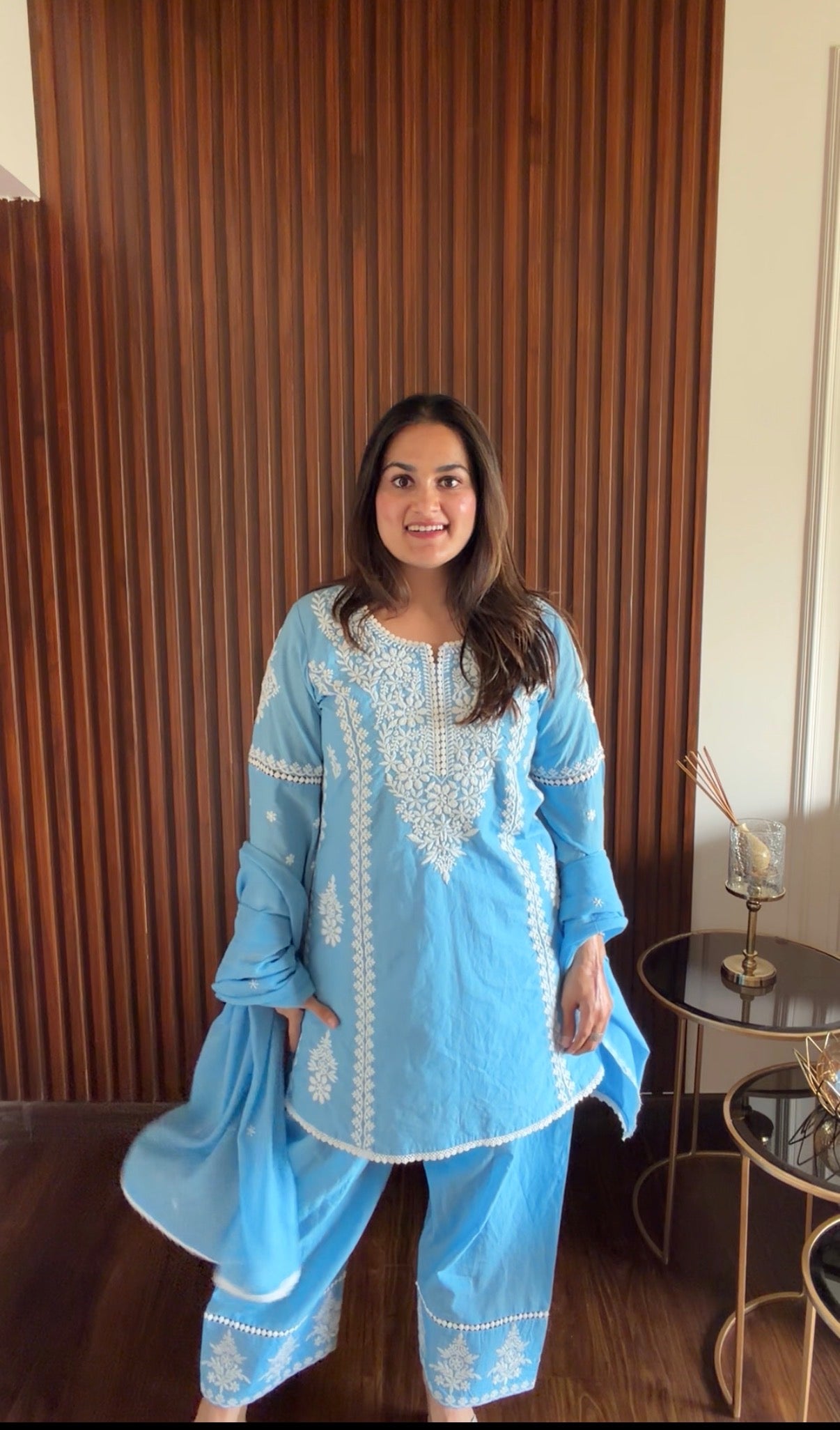 Blue Farshi Lucknowi Suit set