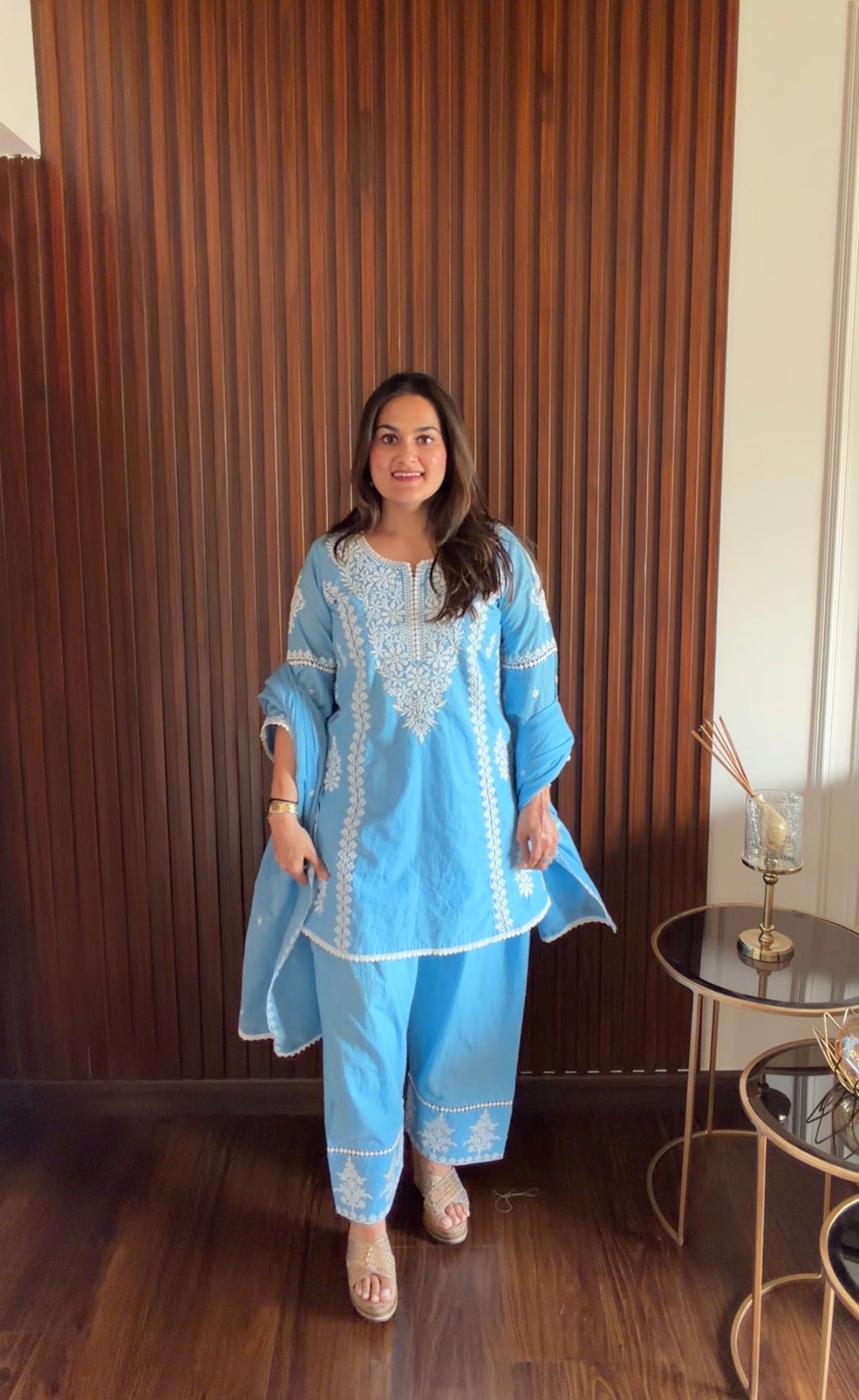 Blue Farshi Lucknowi Suit set