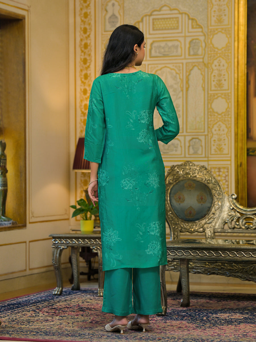 Emerald green organza suit set