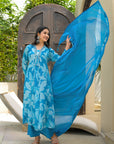 Candy blue anarkali suit set