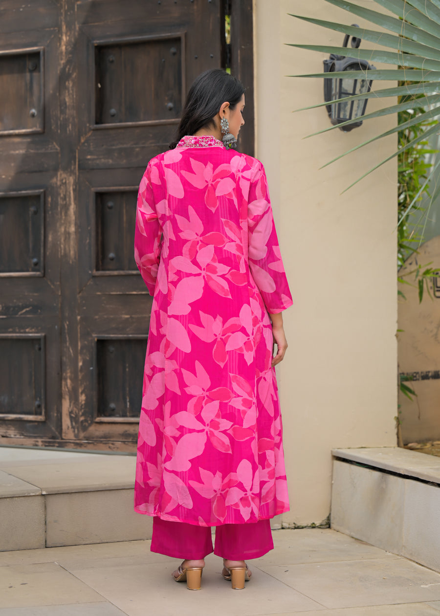Candy pink anarkali suit set