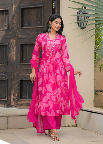 Candy pink anarkali suit set