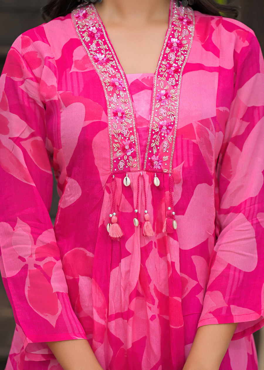 Candy pink anarkali suit set