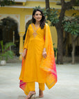 Tangy yellow organza suit set