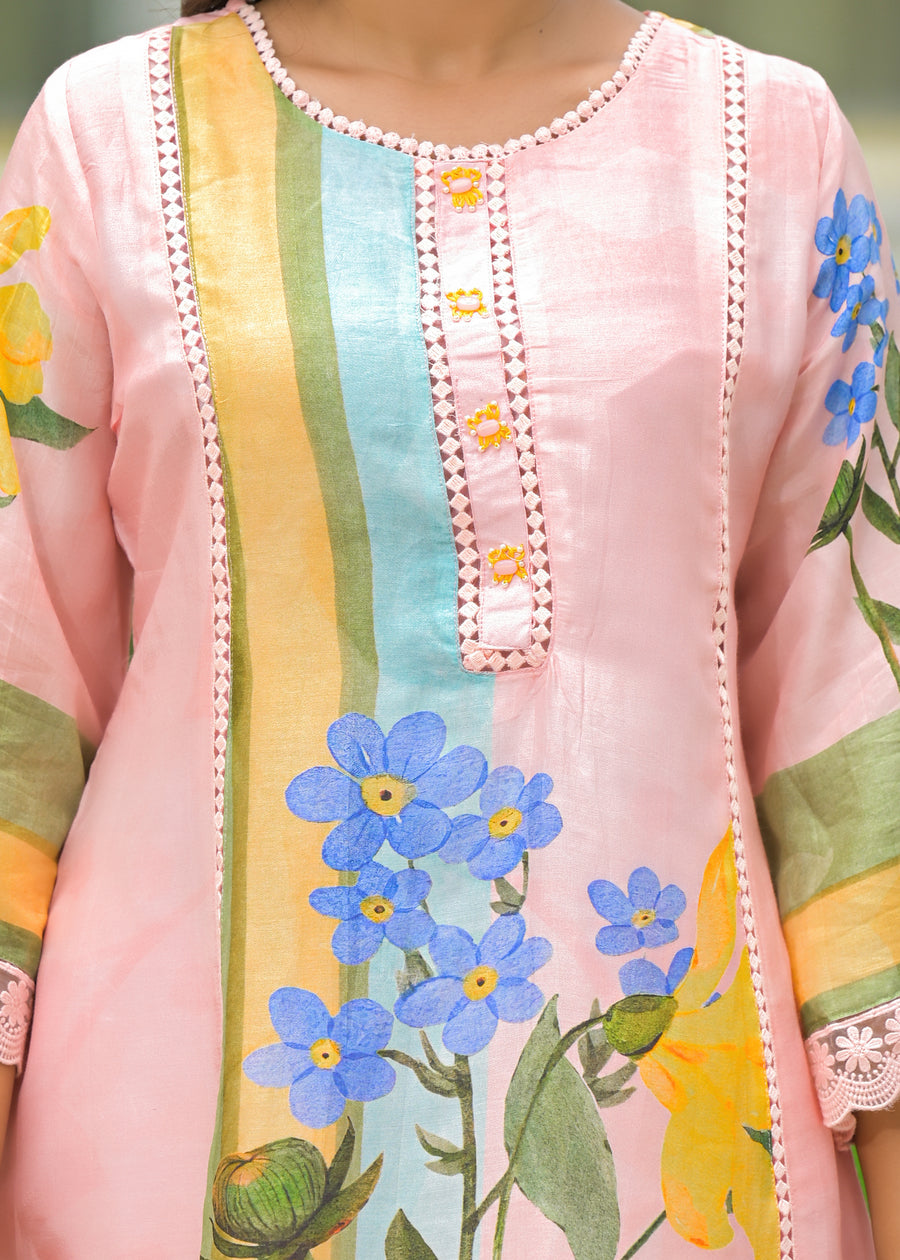 Peach pink floral coord set