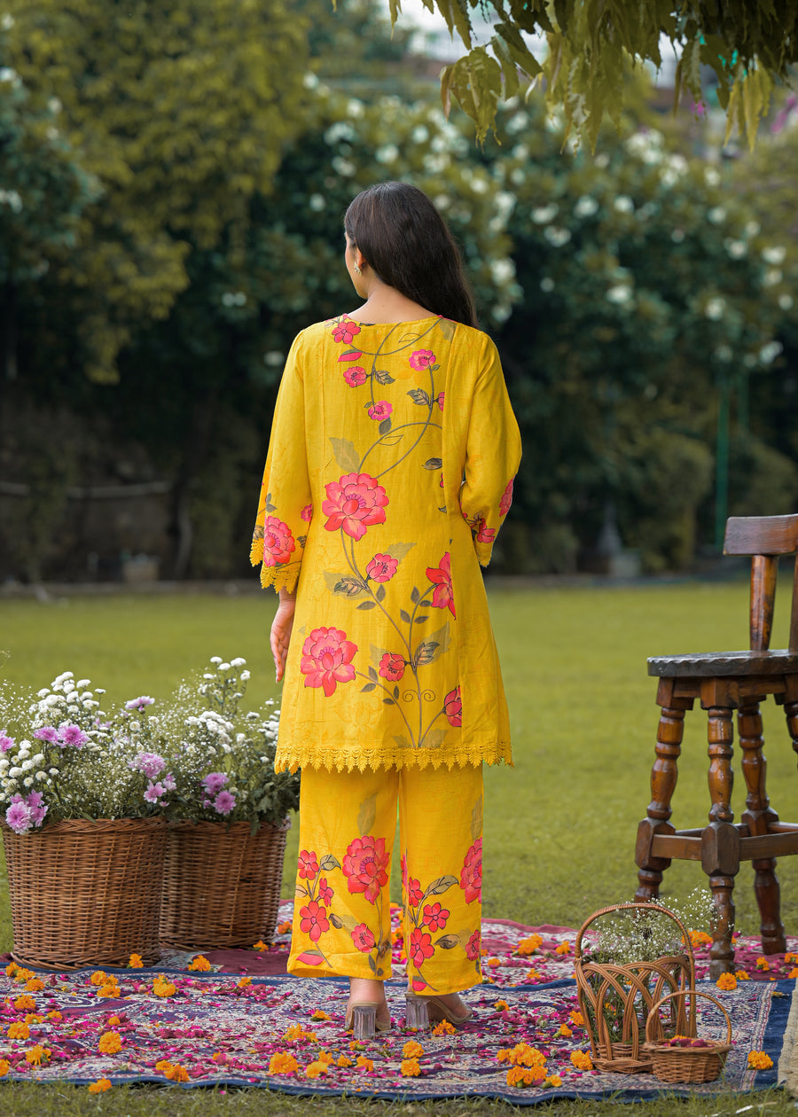 Mustard yellow floral coord set