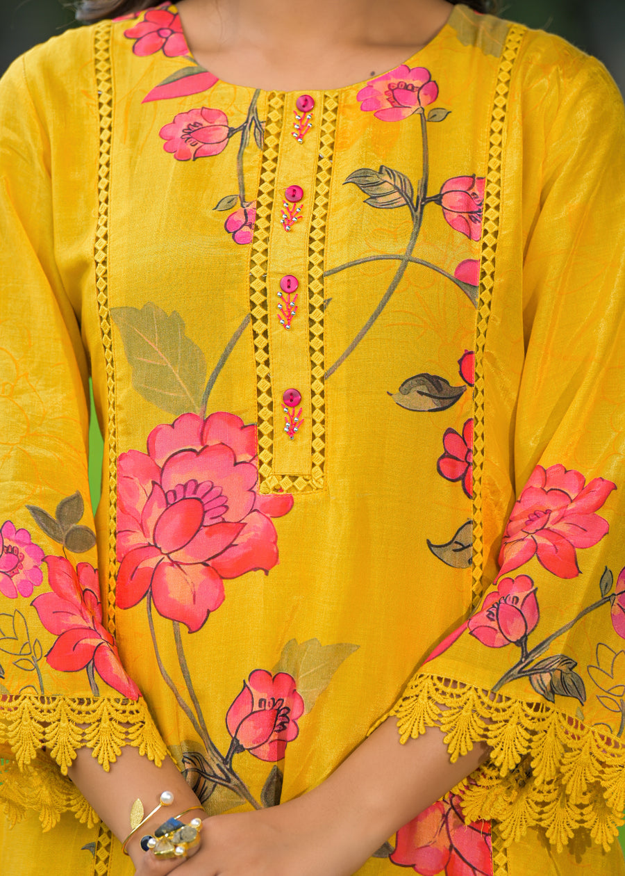 Mustard yellow floral coord set