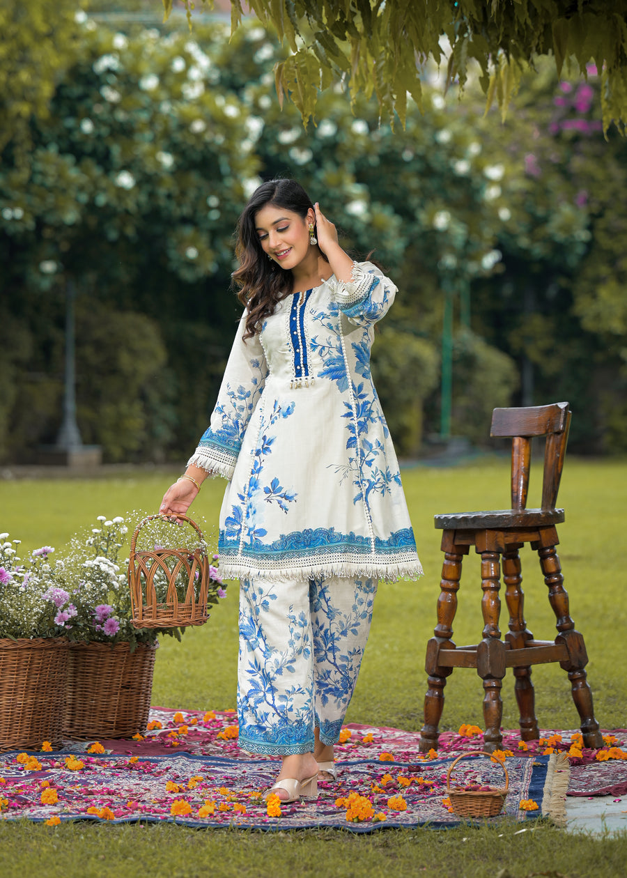 Off white blue coord set