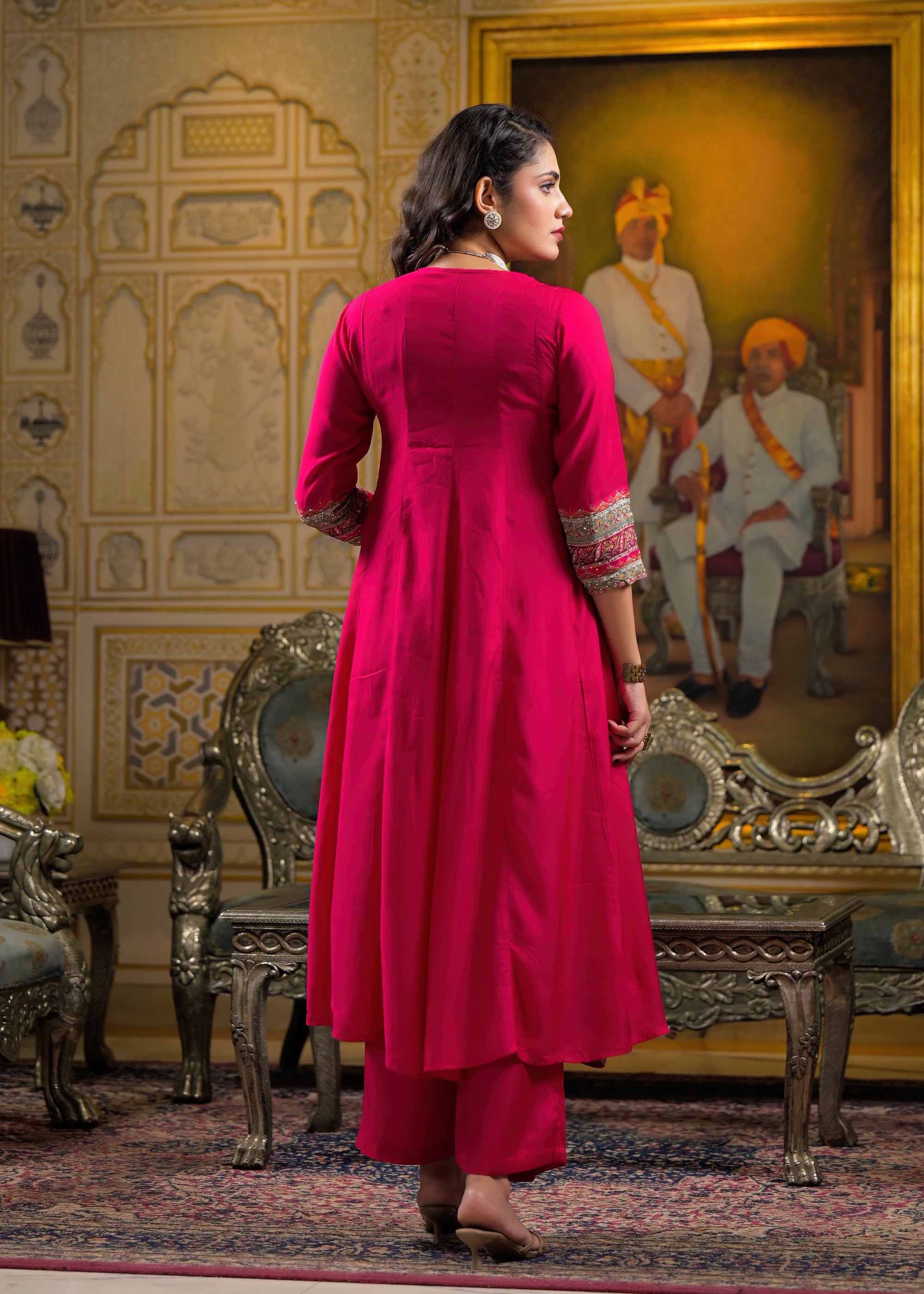 Pink chatak anarkali suit set