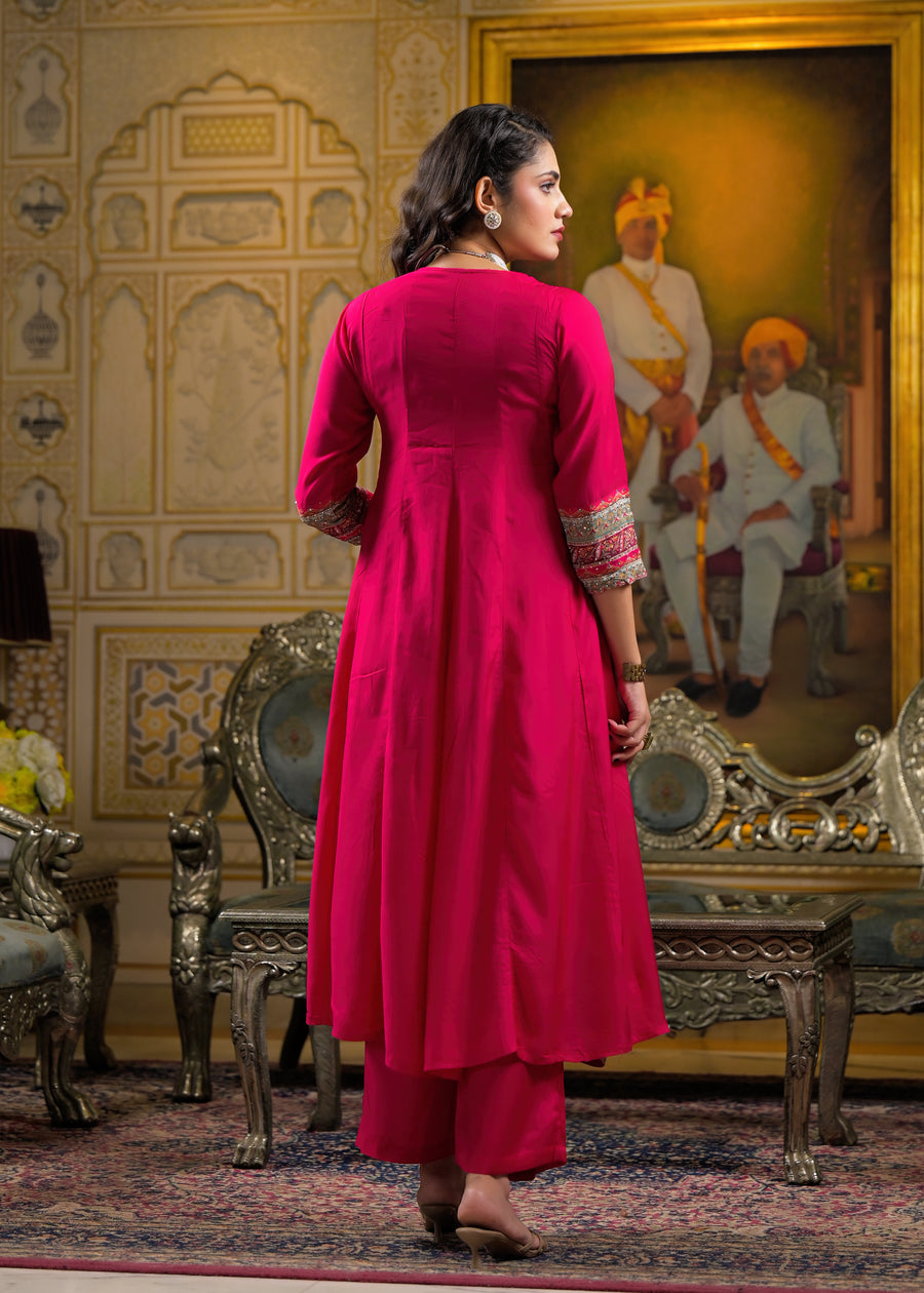 Pink chatak anarkali suit set