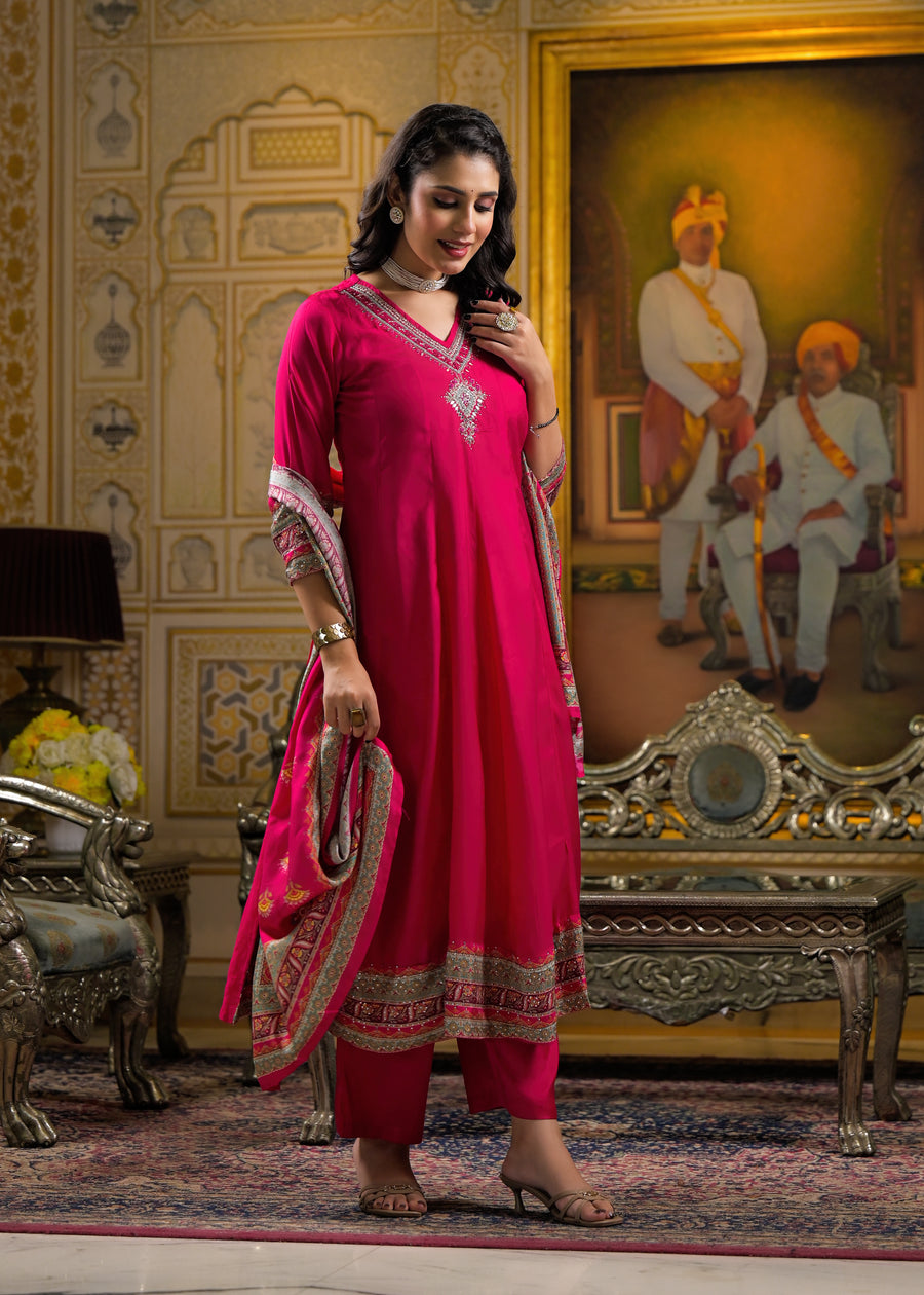 Pink chatak anarkali suit set