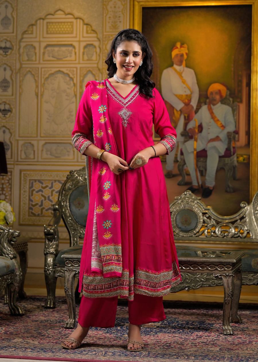 Pink chatak anarkali suit set