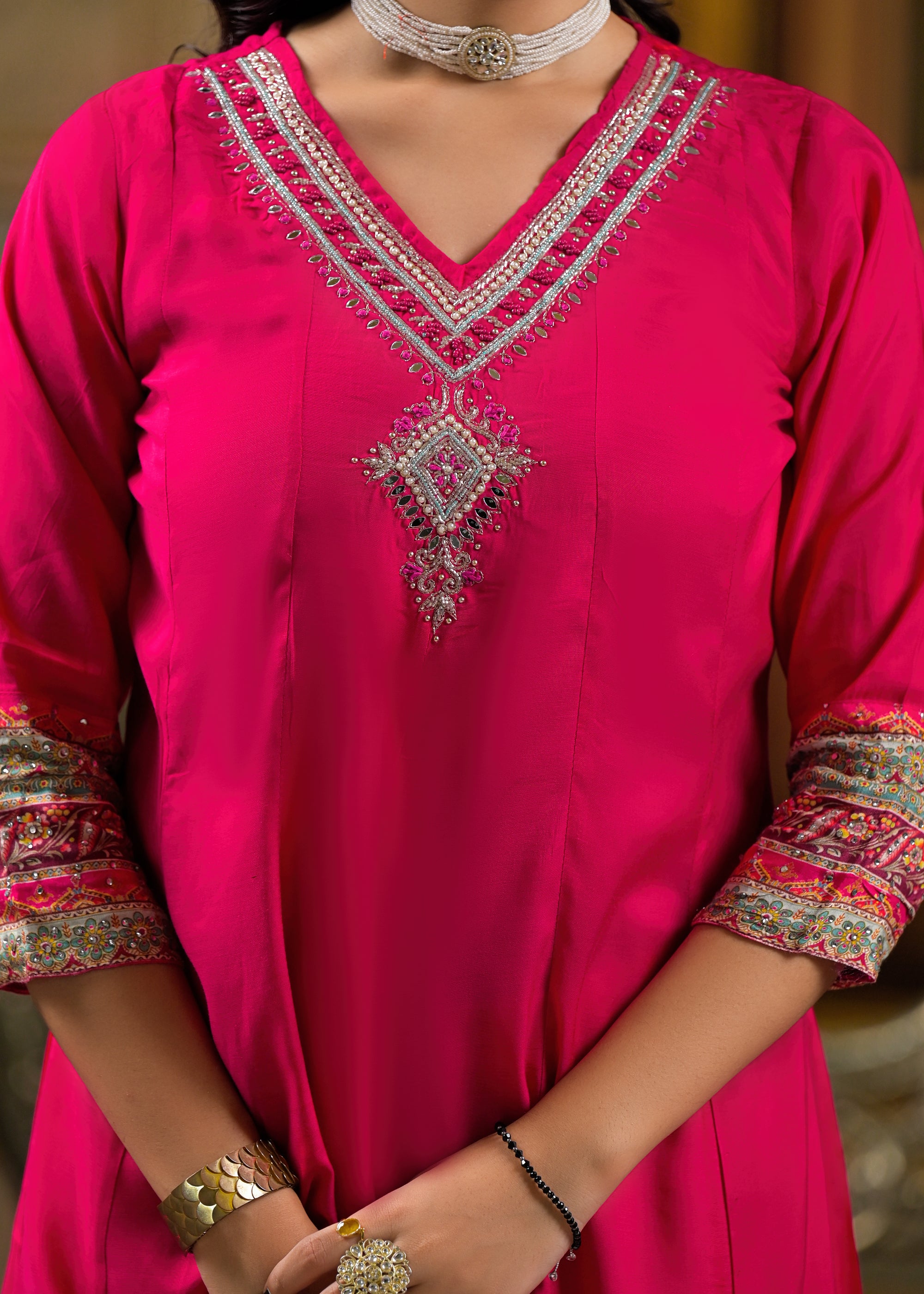 Pink chatak anarkali suit set