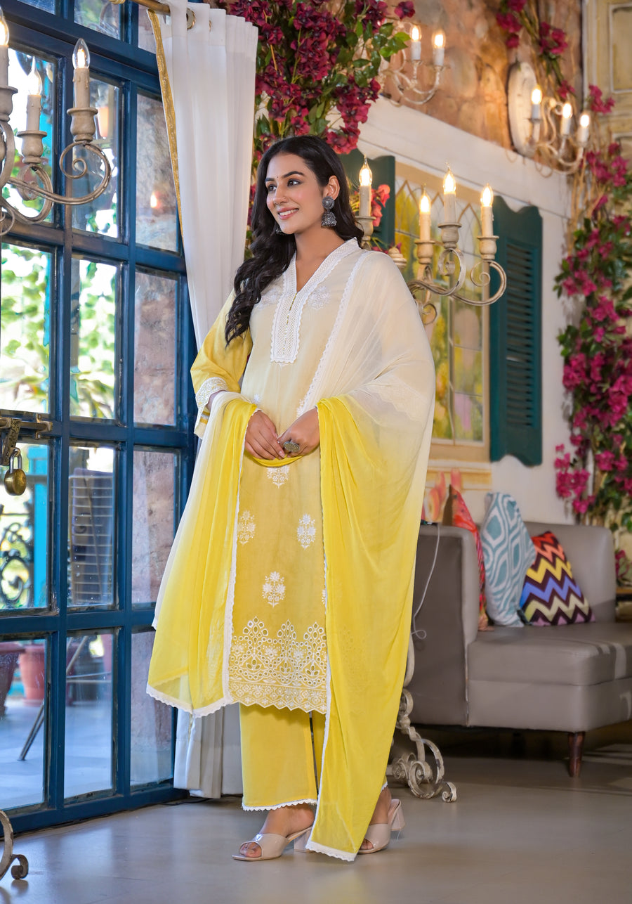 Yellow mellow ombre suit set