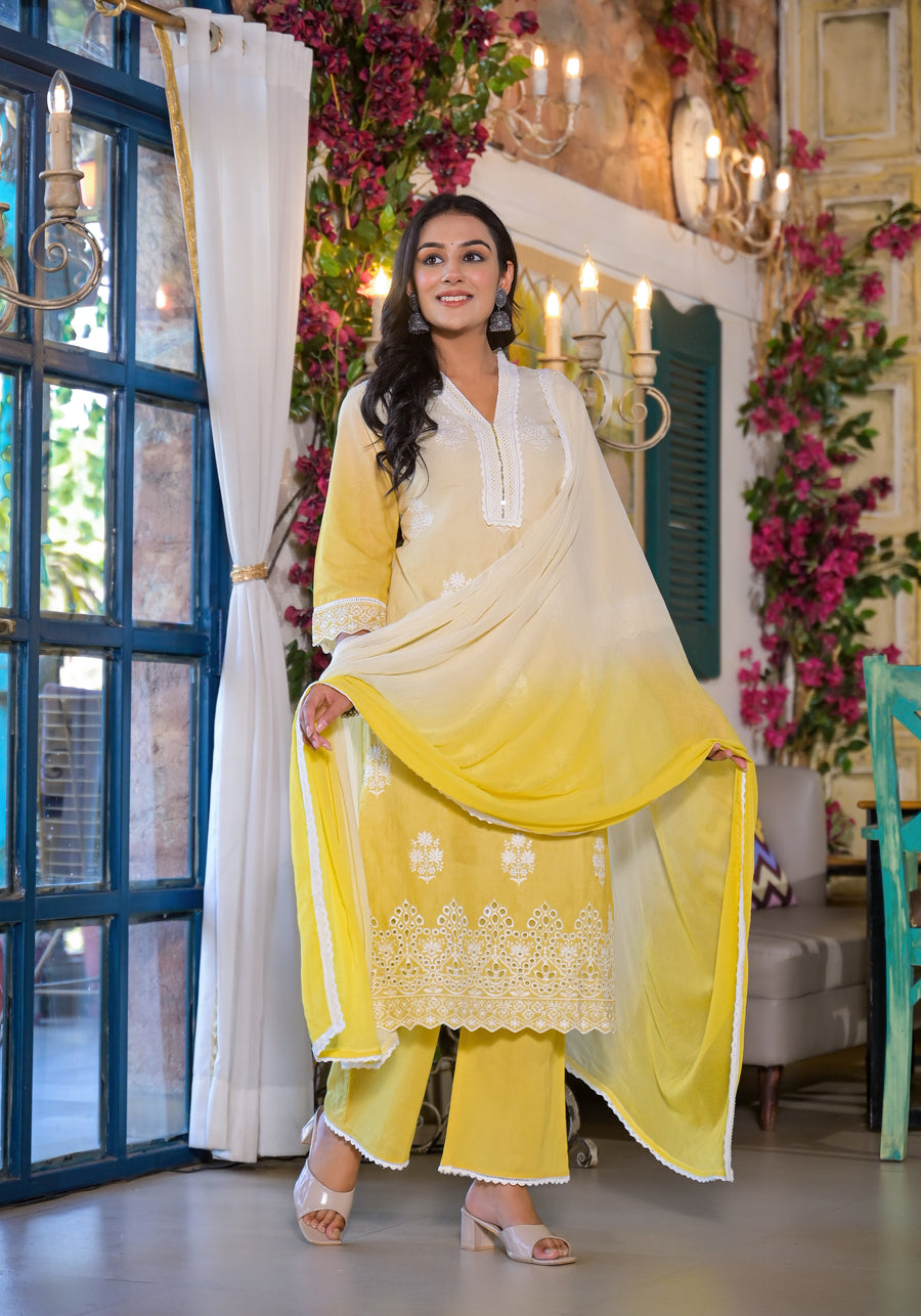 Yellow mellow ombre suit set