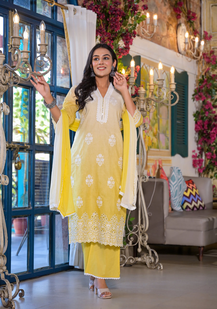 Yellow mellow ombre suit set