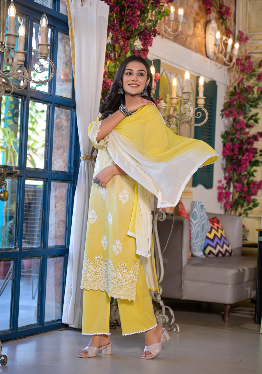 Yellow mellow ombre suit set