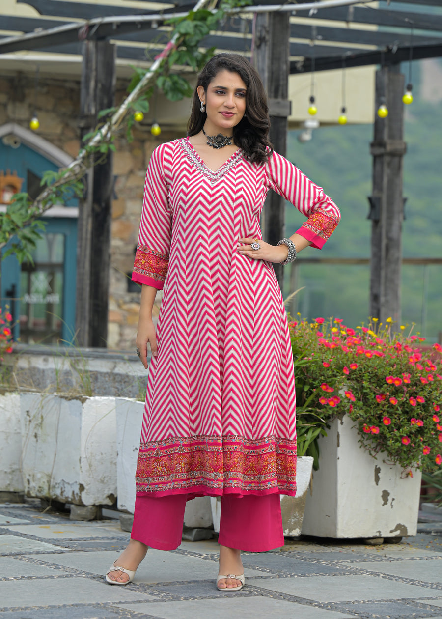 Rani pink anarkali suit set