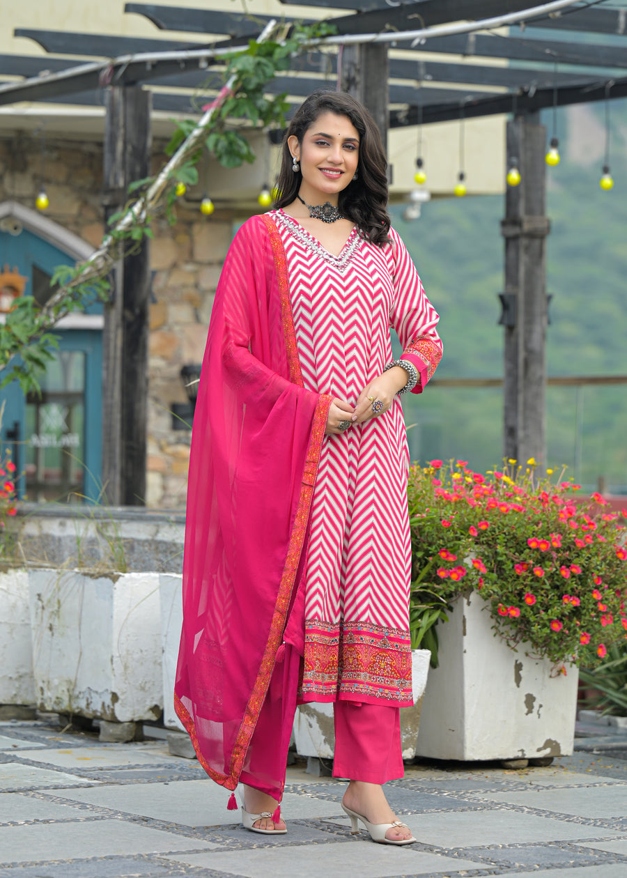 Rani pink anarkali suit set