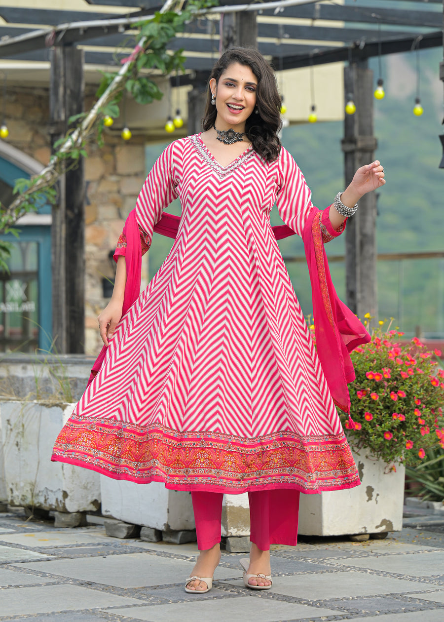 Rani pink anarkali suit set