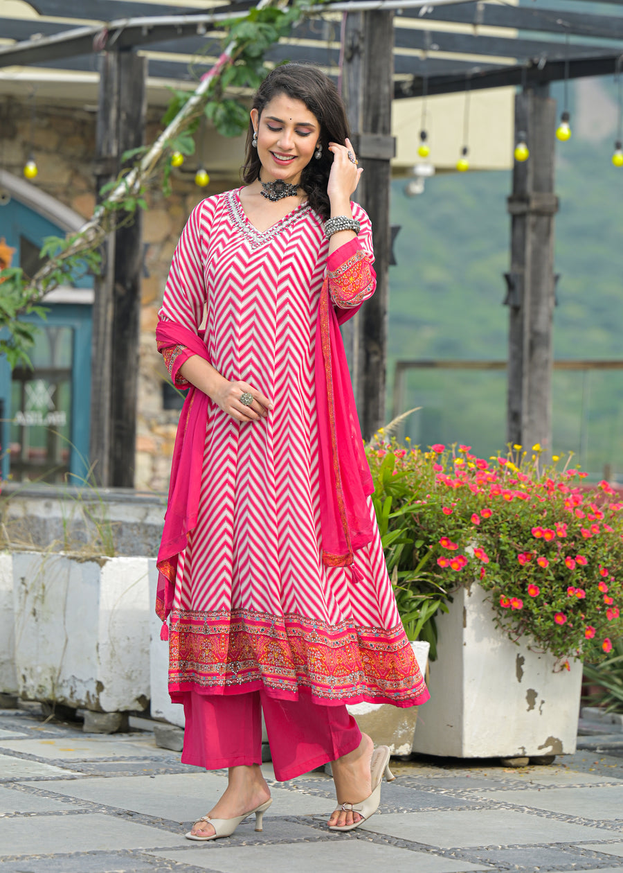 Rani pink anarkali suit set