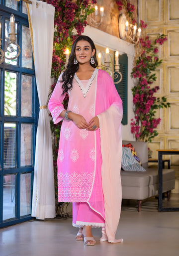 Candy pink  ombre suit set