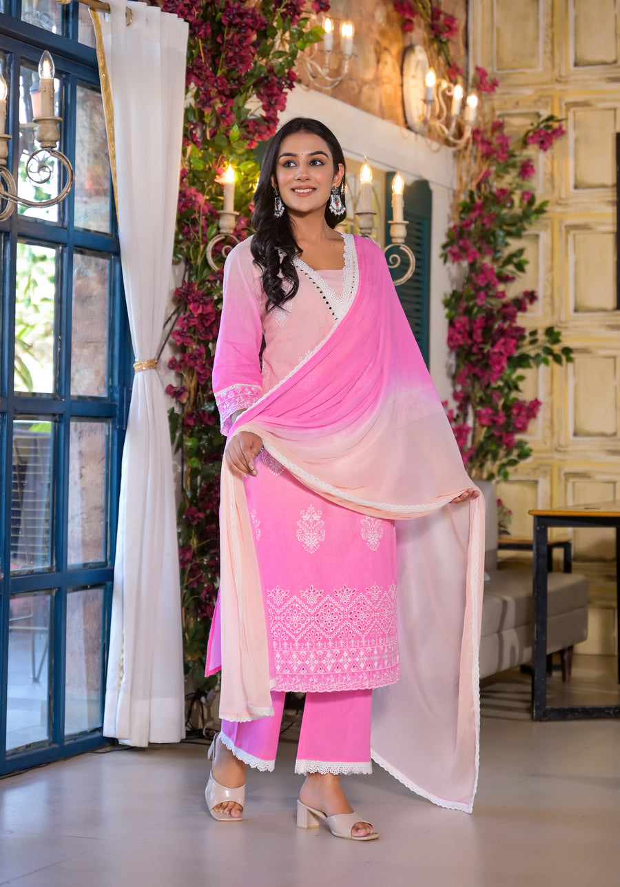 Candy pink  ombre suit set