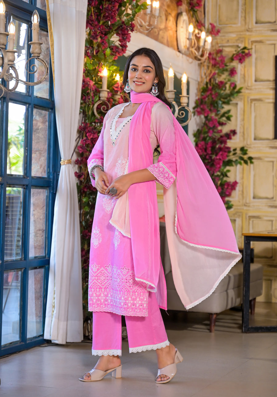Candy pink  ombre suit set