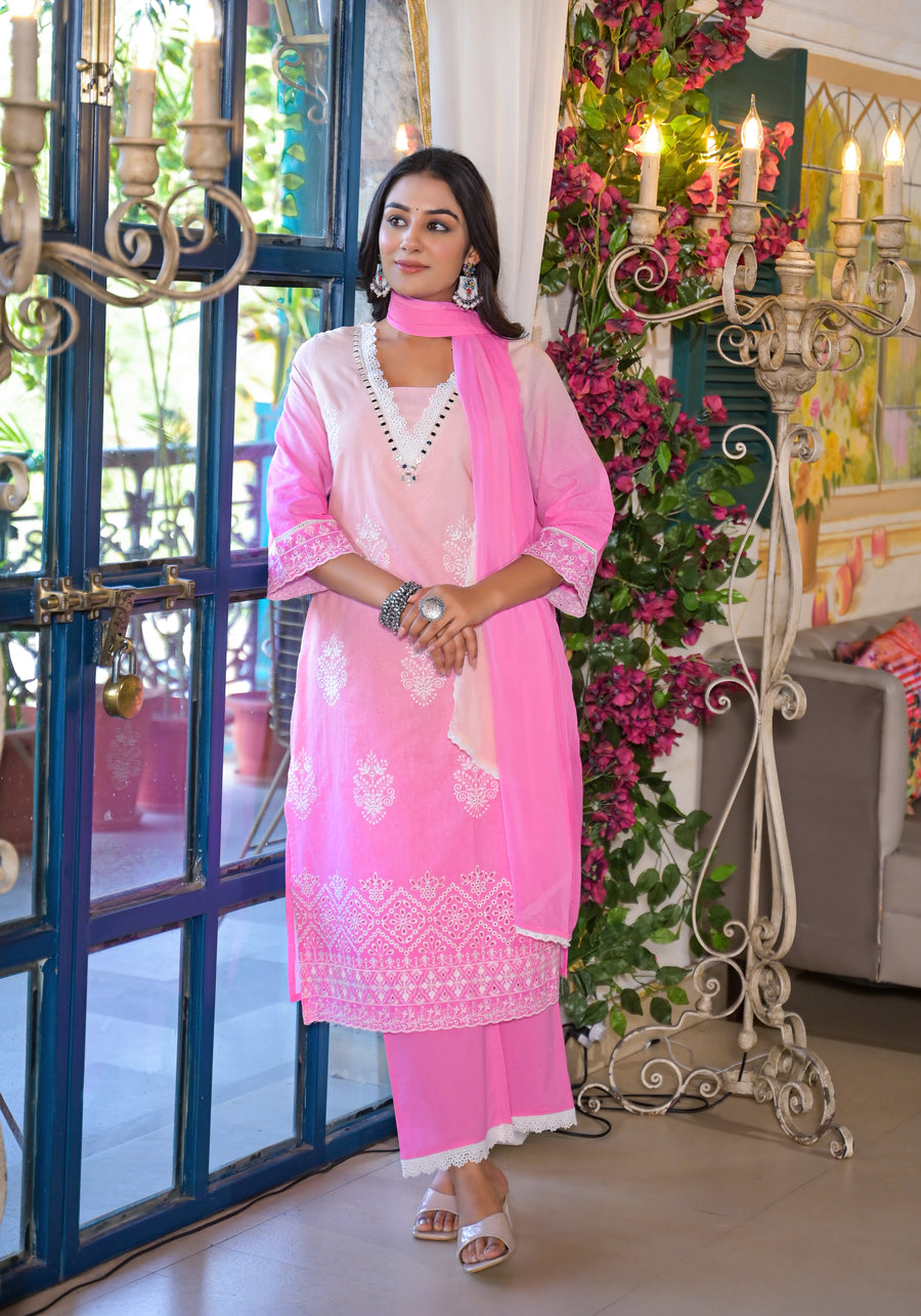 Candy pink  ombre suit set