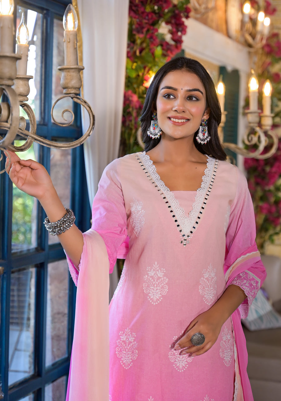 Candy pink  ombre suit set