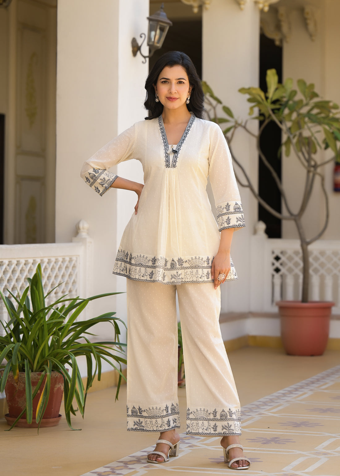 Ivory White embroidery coord set