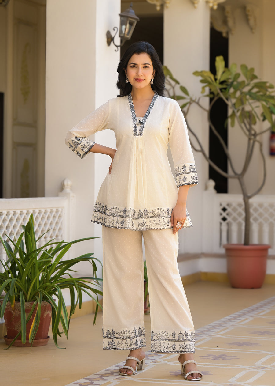 Ivory White embroidery coord set