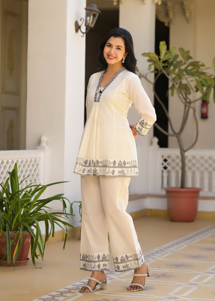 Ivory White embroidery coord set