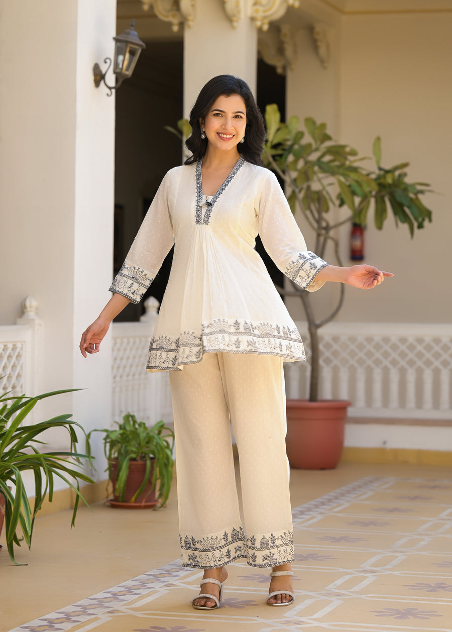 Ivory White embroidery coord set