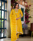 Mustard yellow lehariya suit set