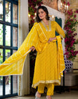 Mustard yellow lehariya suit set