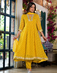 Mustard yellow lehariya suit set