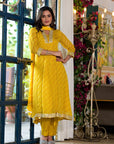 Mustard yellow lehariya suit set